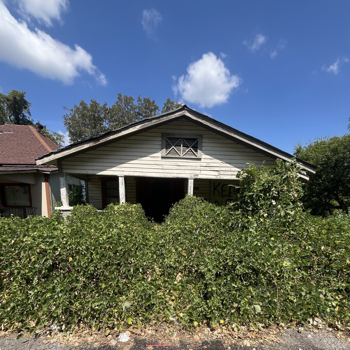 Frontage opened up, before vegetation condition